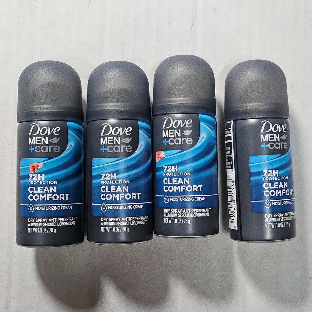Dove Men Care Clean Comfort Dry Spray Antiperspirant 72H 1oz Travel Size 4 Pack‎